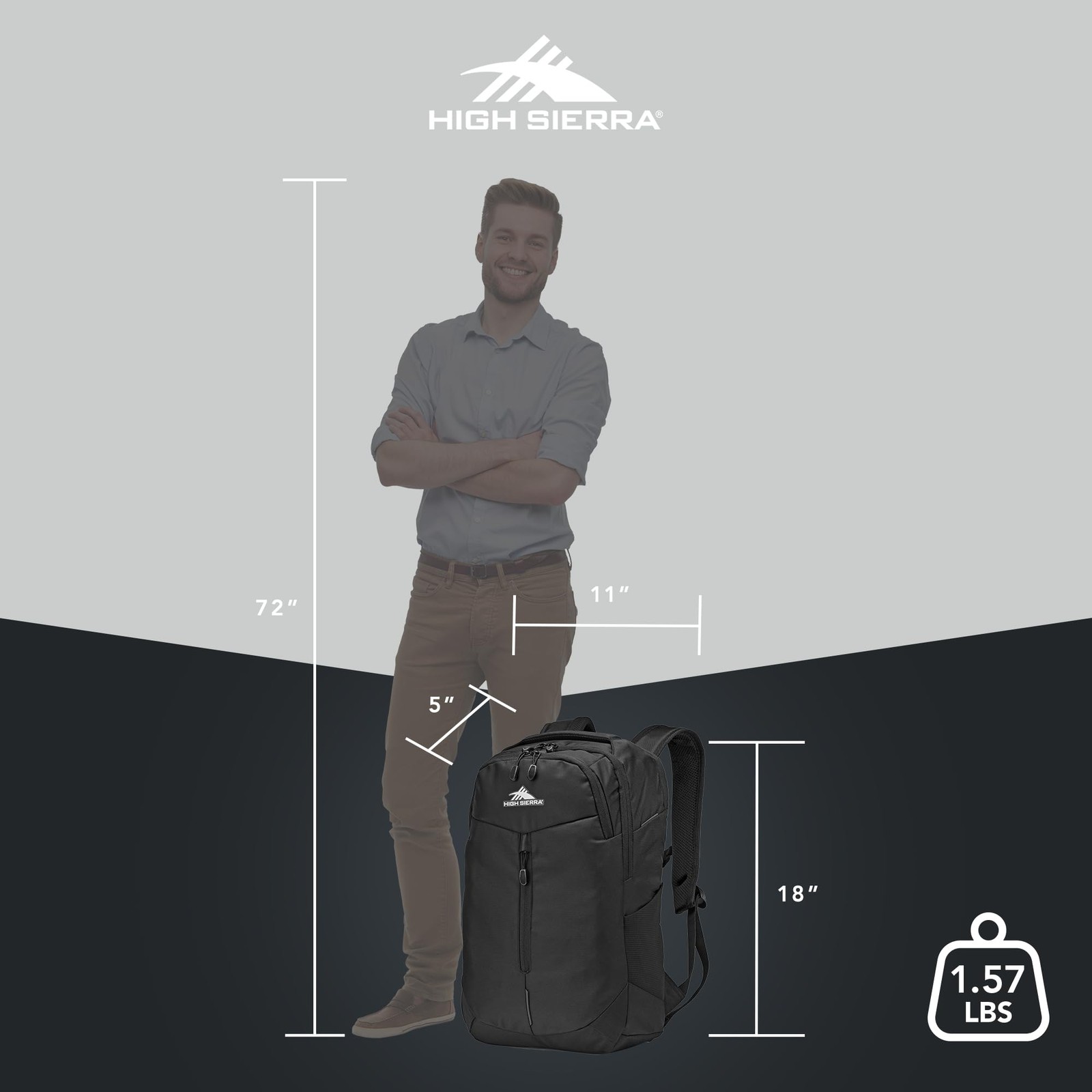 Swerve Backpack with Laptop Pocket + Sleeve, Fits most 17” Laptops, 27L, Black