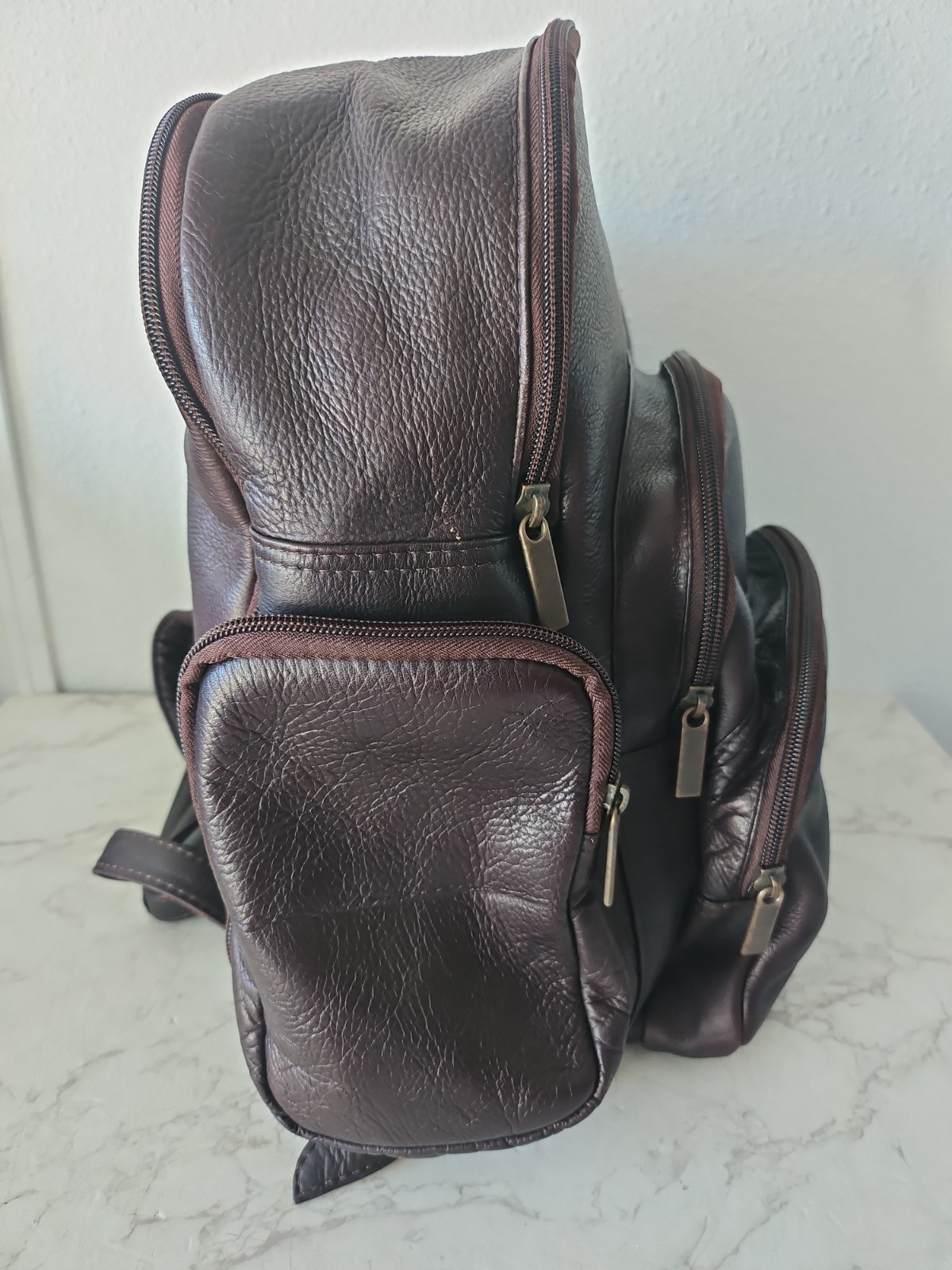 Vtg Piel Soft Leather Backpack Y2k Minimalist Made In Columbia Travel Day Bag