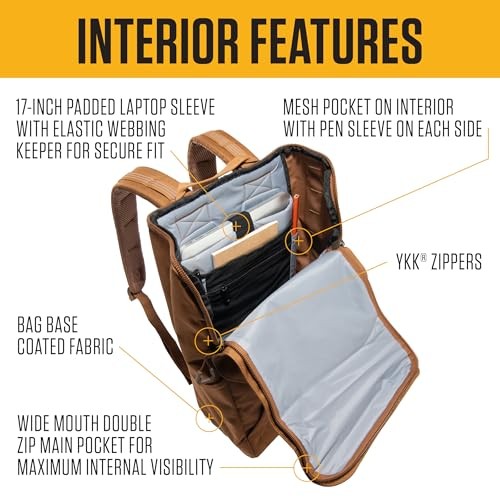 Carhartt 21L Top-Loading Backpack Durable Waterproof Coated Canvas Base 17-inch