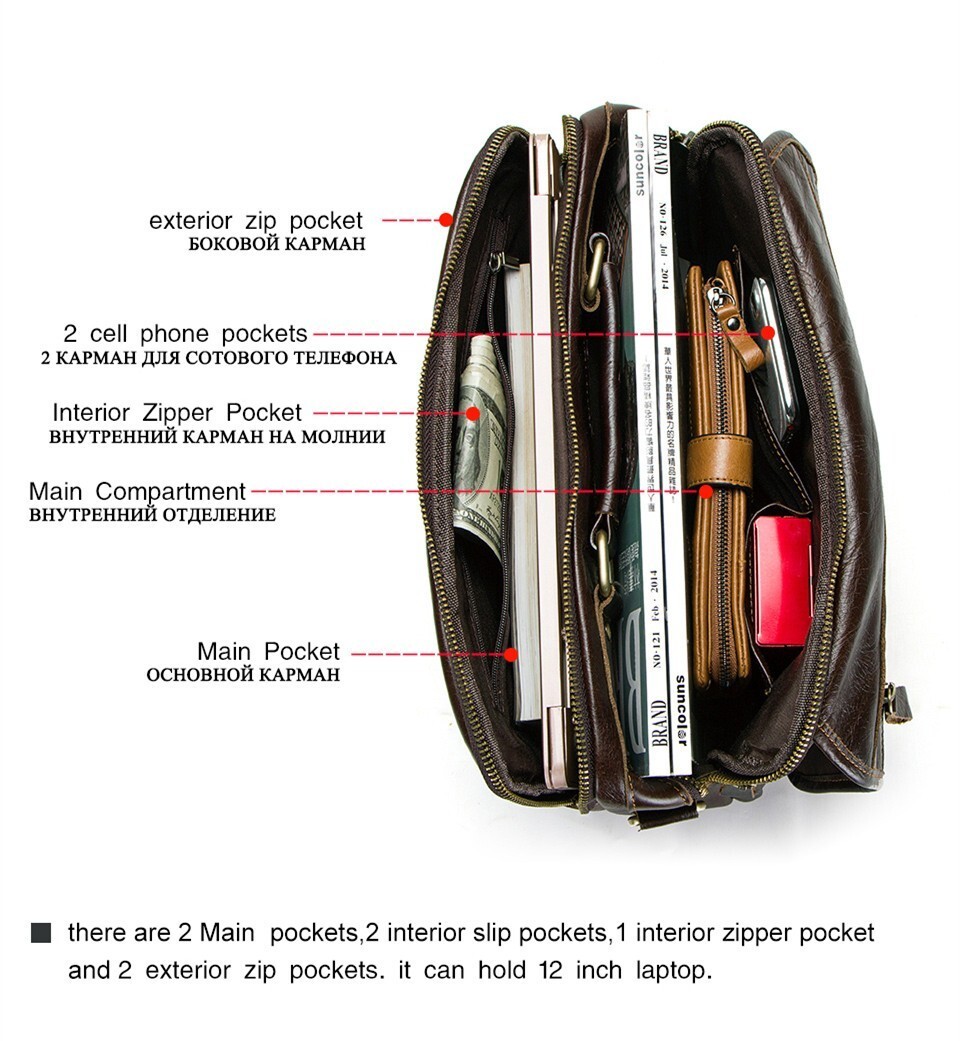 Men Leather Shoulder Bag Messenger Bag Handbag Strap Satchel Fashion