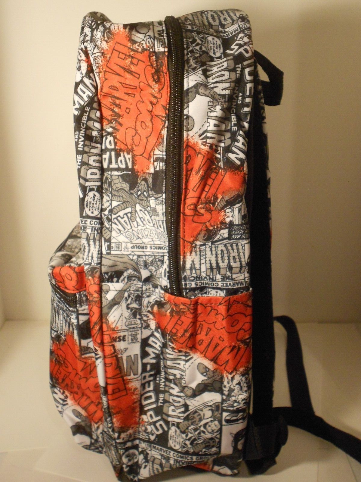 MARVEL COMIC BOOK BLACK & WHITE COVERS BACKPACK Spider-Man, Iron Man, Thor NWT