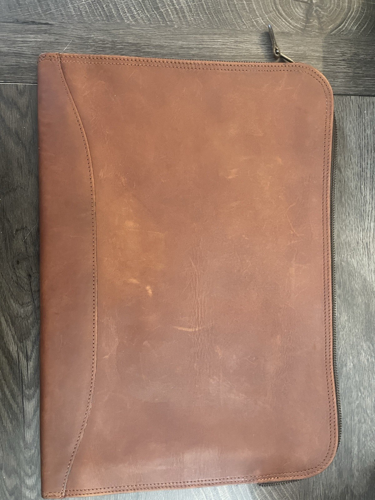 Schlesinger Leather Zippered Folio Made In Dominican Republic 16 1/2 x 11 1/2