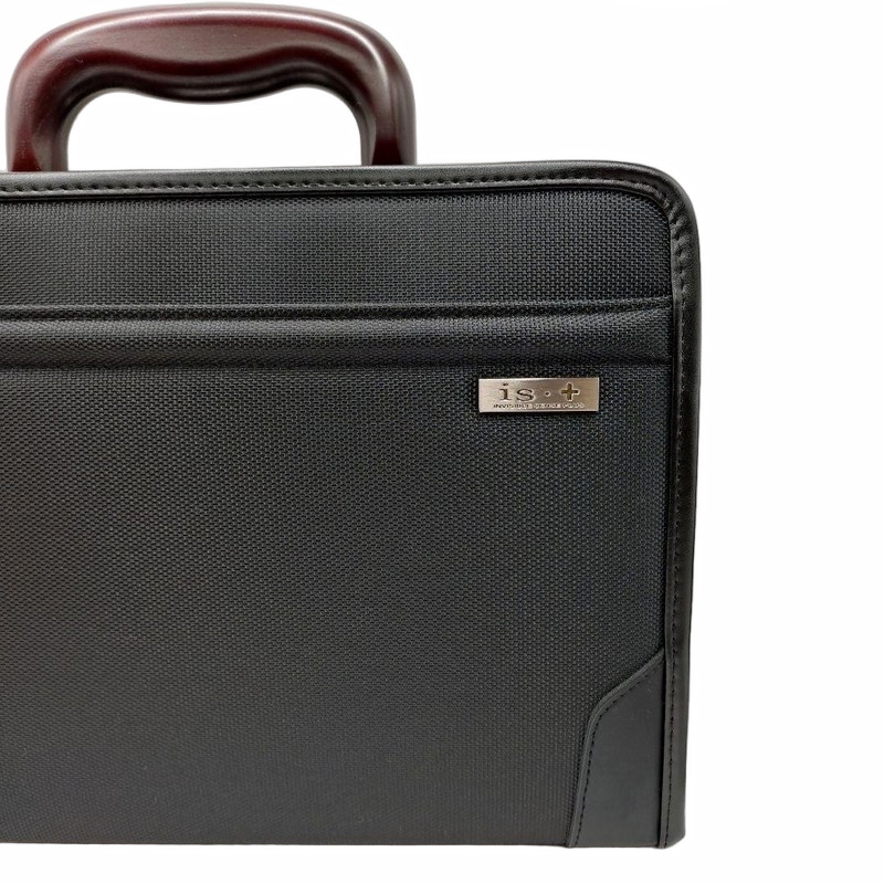 IS PLUS Business Bag Black Wooden Handle B5 30cm Used