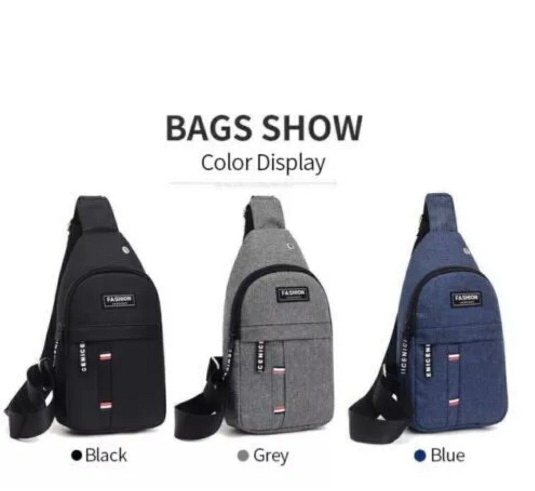 Men’s Crossbody Chest Bag Oxford Cloth Fashionable Multi-Pu Blue Black Grey