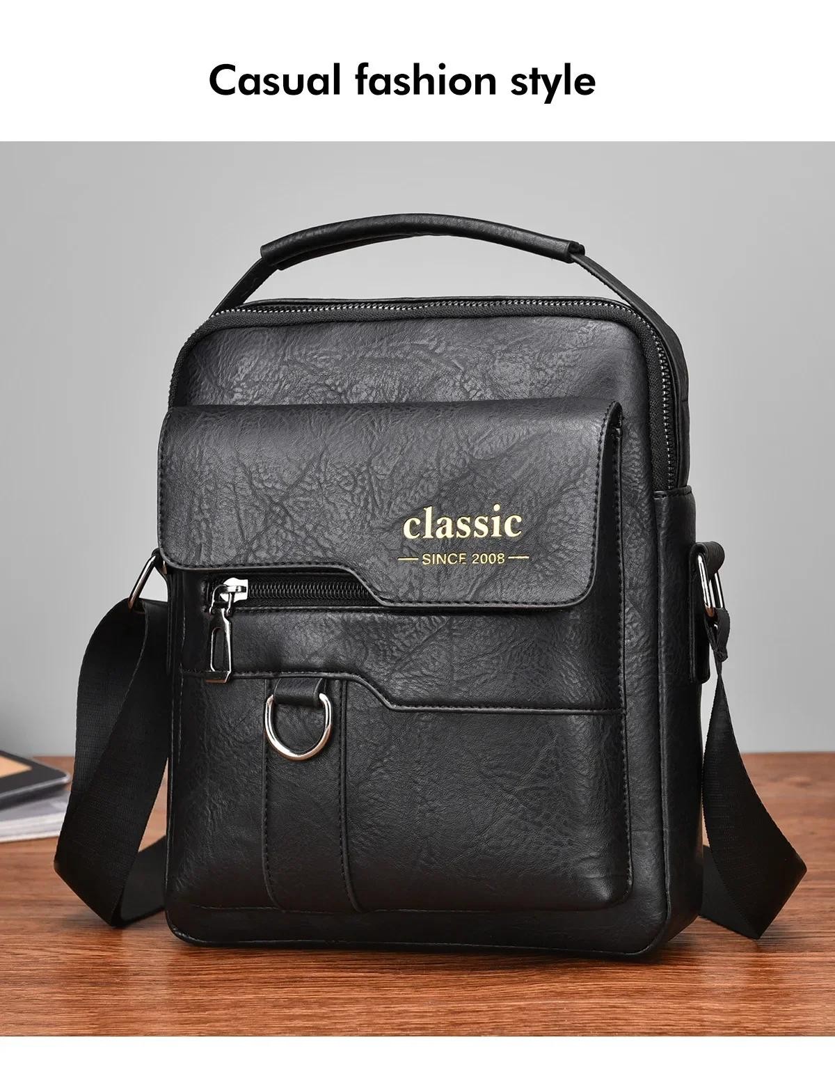 Men Crossbody Bag Men Shoulder Bags Zippers Handbags Large Capacity Artificial L