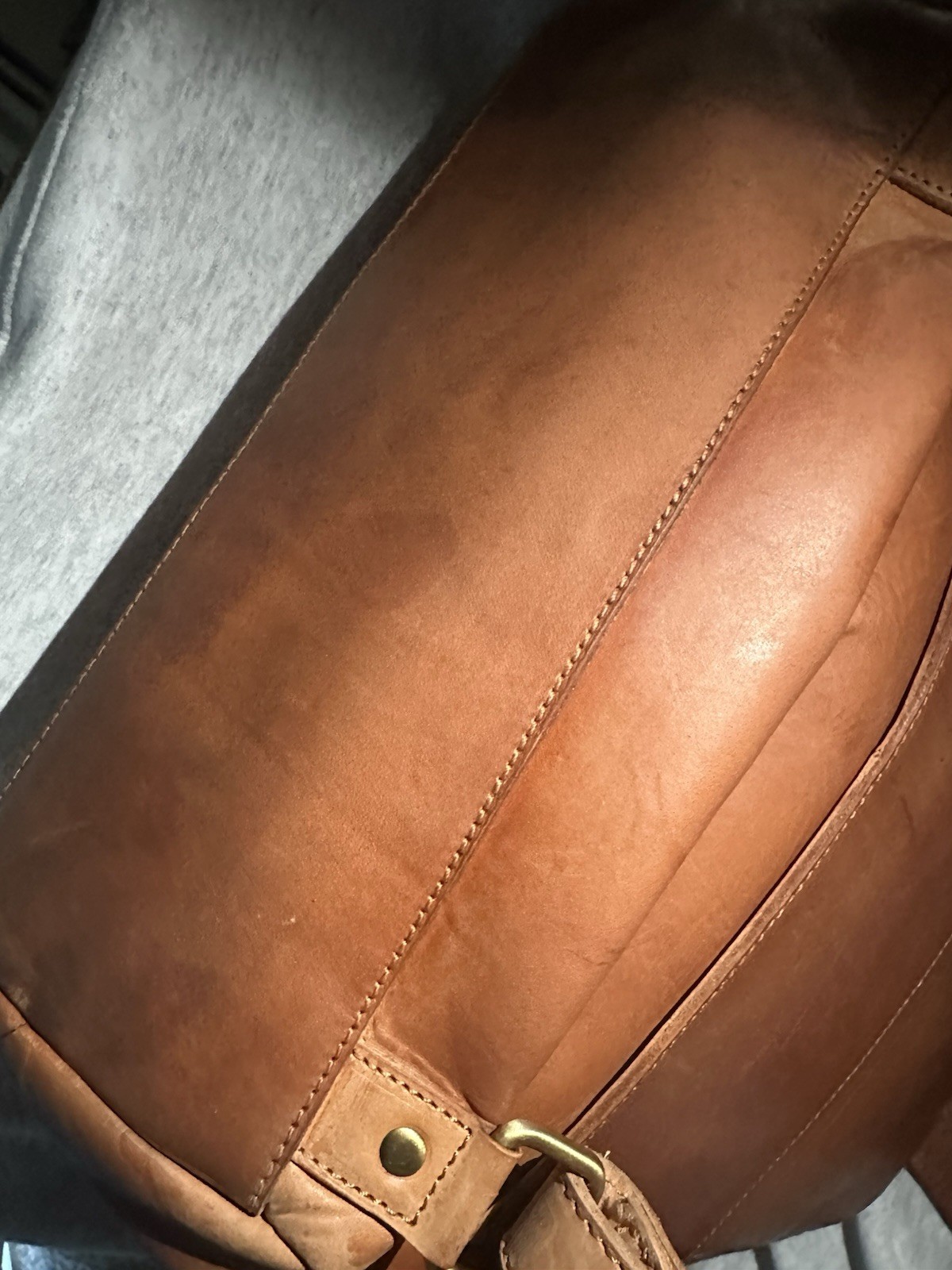 OOAK Leather Backpack Camel Brown Large Laptop Travel Bag
