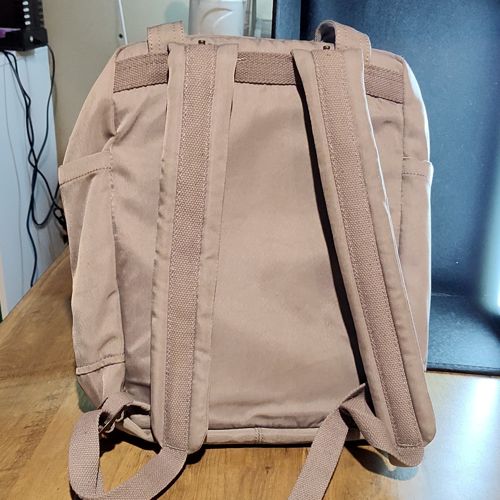 Doughnut Outdoor Adventure Backpack Beige Adjustable Strap Front Pocket