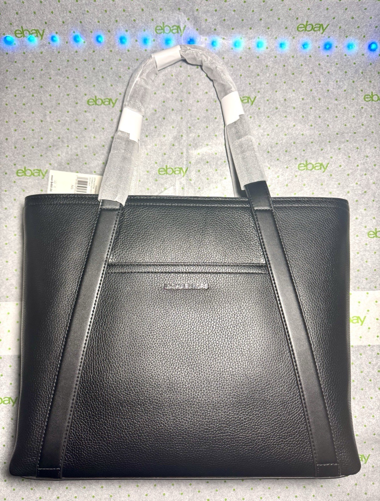 Michael Kors Cooper Leather Tote Bag Large Black-NEW WITH TAGS