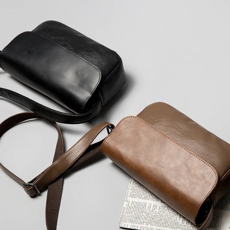 Retro Shoulder Bag Men Crossbody Street Fashion Soft Leather Messenger Handbags