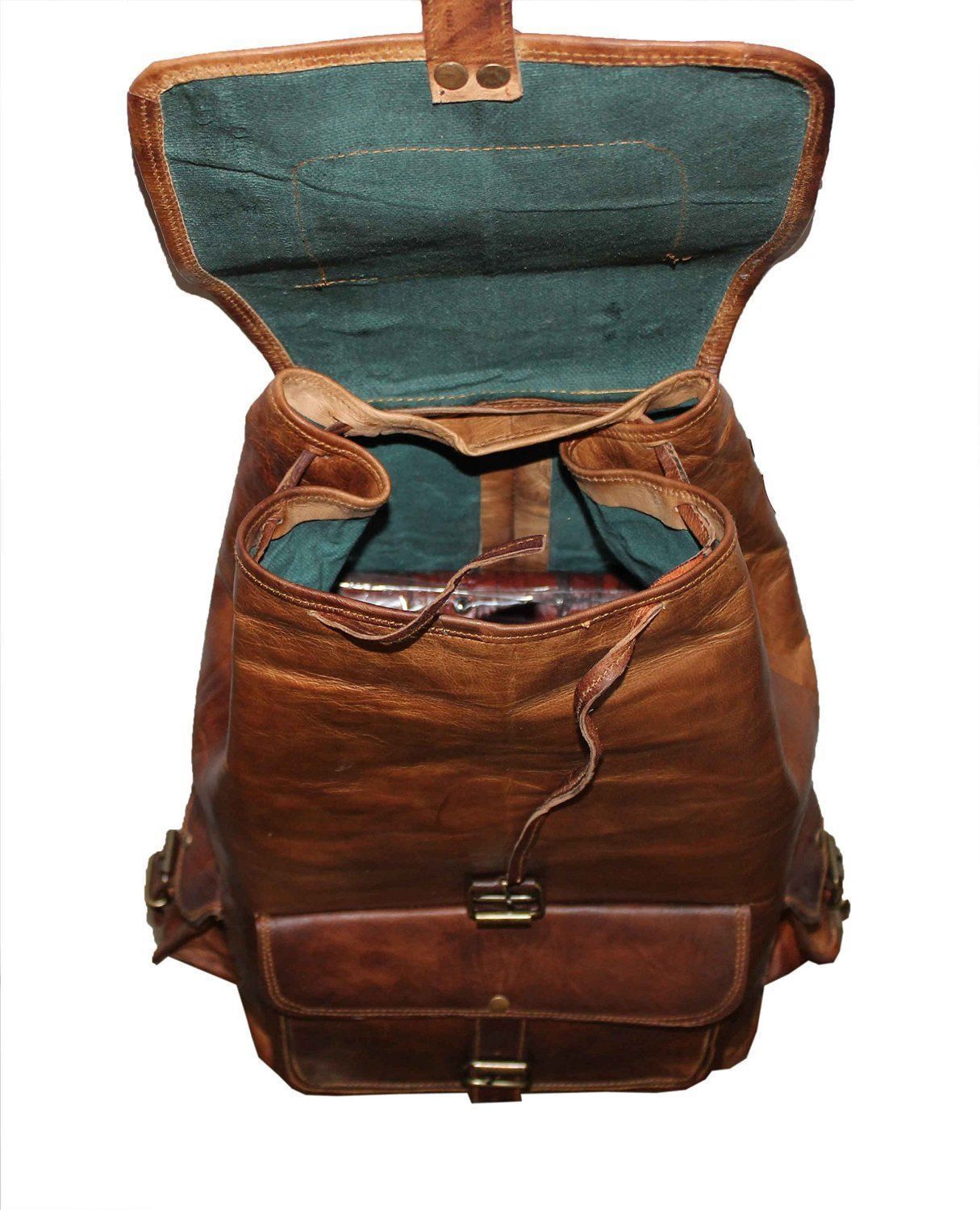 17″ New Large Genuine Leather Backpack Rucksack Travel Bag For Men’s and Women’s