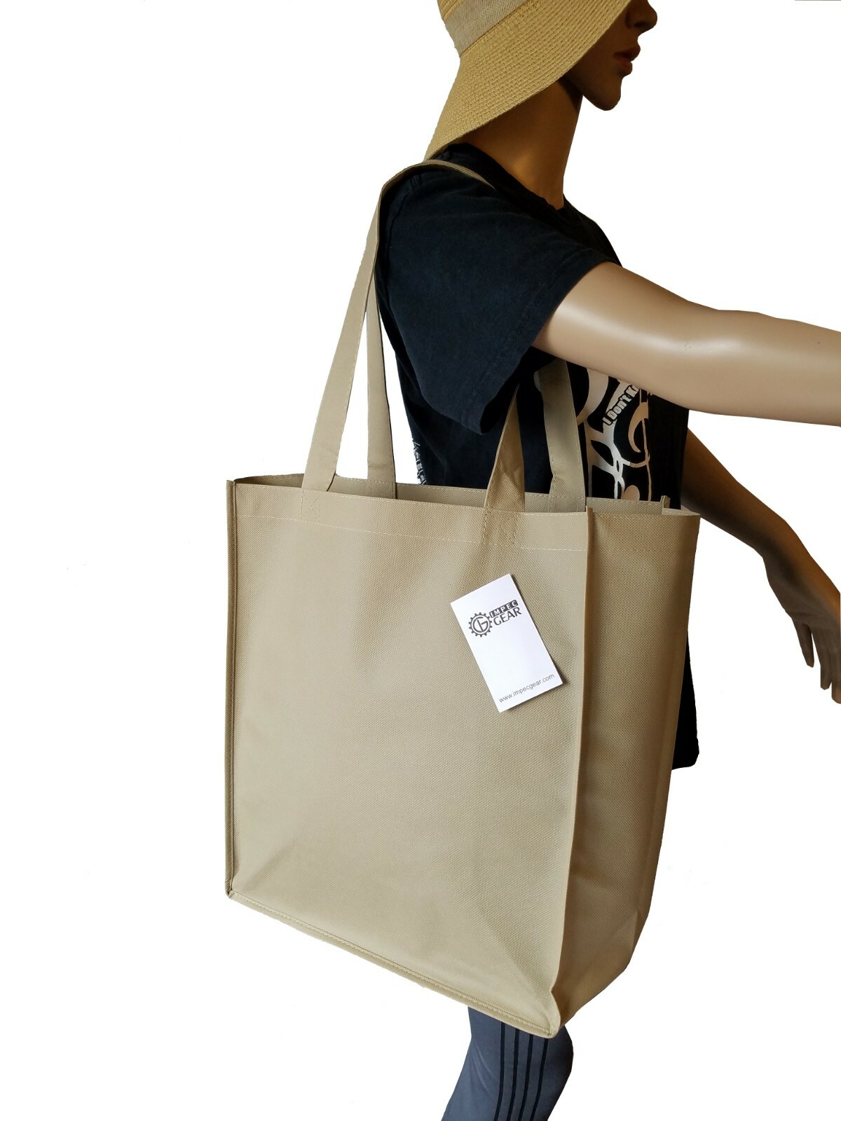3 PACK Recycled Reusable Eco Friendly Grocery Shopping Tote Bags 13x15x6 Gusset