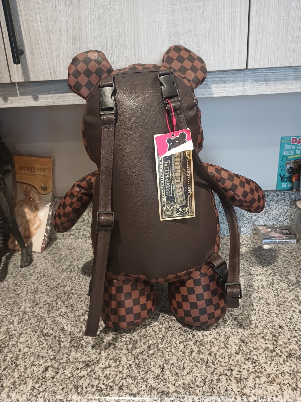 Sprayground Brown Teddy Bear Backpack Monogram Money Checkered Bag *SOLD OUT 🧸