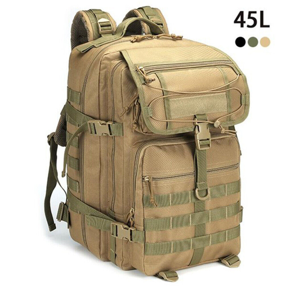 45L Molle Tactical Backpack Rucksack Outdoor Military Camping Hiking Travel Bag