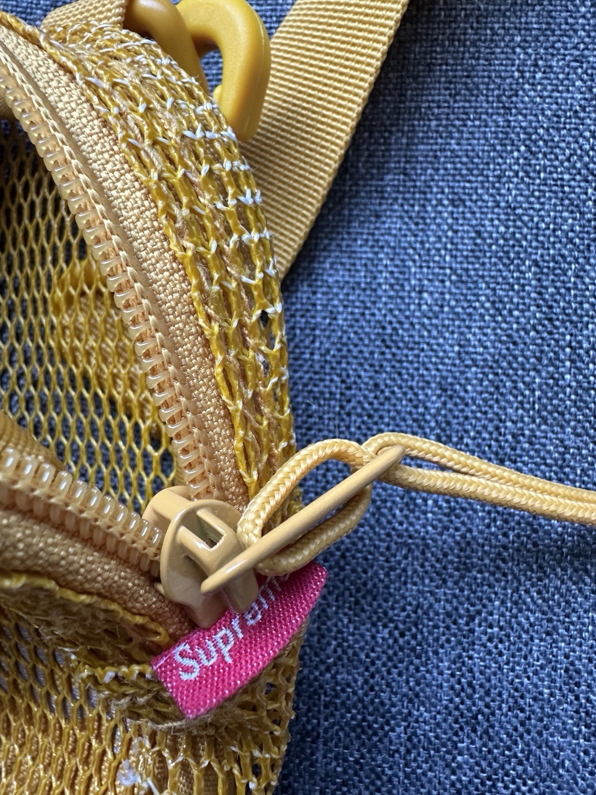 SS20 Supreme small shoulder side bag gold Cordura fabric mesh 3M reflective Logo