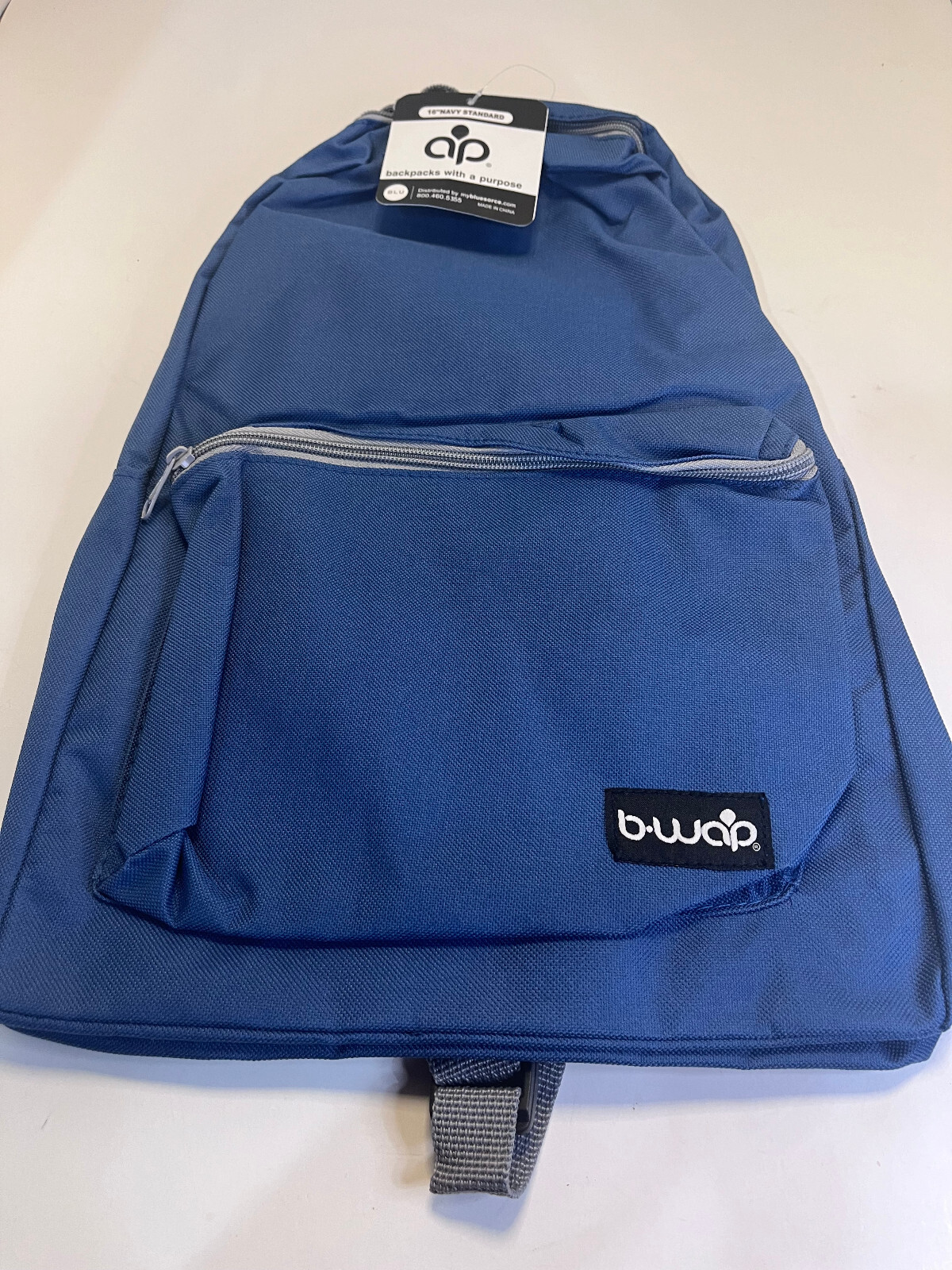 New with Tags B-WAP BWAP Backpack For Student or Hiking 16” BLUE/GREY TRIM