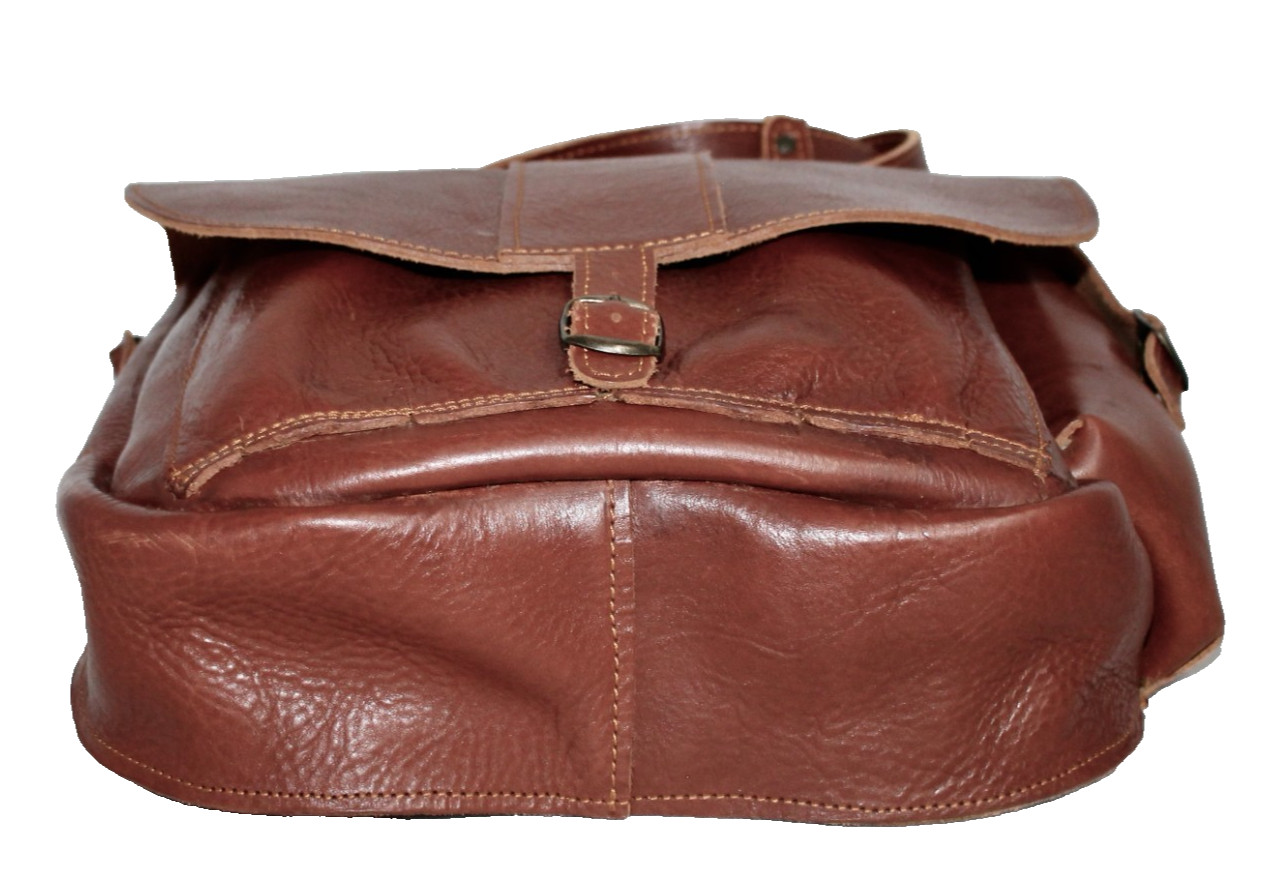 MASSIMO TIROCCHI River Bag Fishing Messenger Crossbody Brown Italian Leather