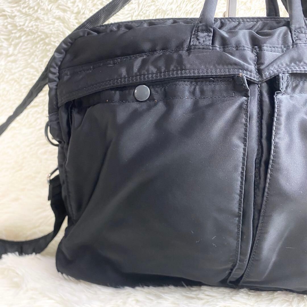 PORTER TANKER 2Way Nylon Vintage Briefcase Shoulder Bag Black Auth Made in JAPAN
