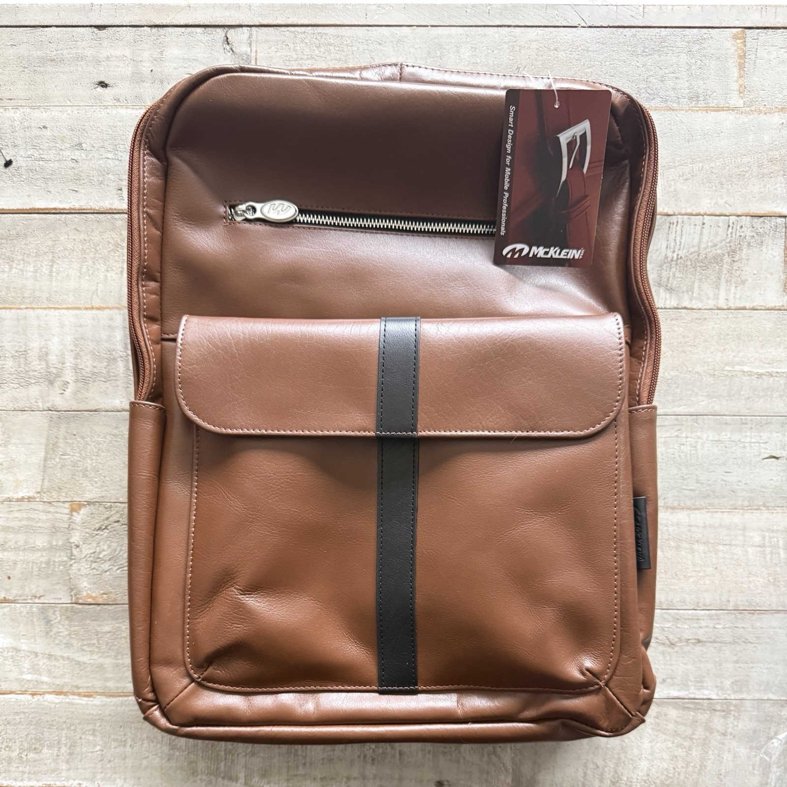 McKlein Logan 17” Brown Leather Urban Laptop Computer Tablet Backpack 19080 NEW