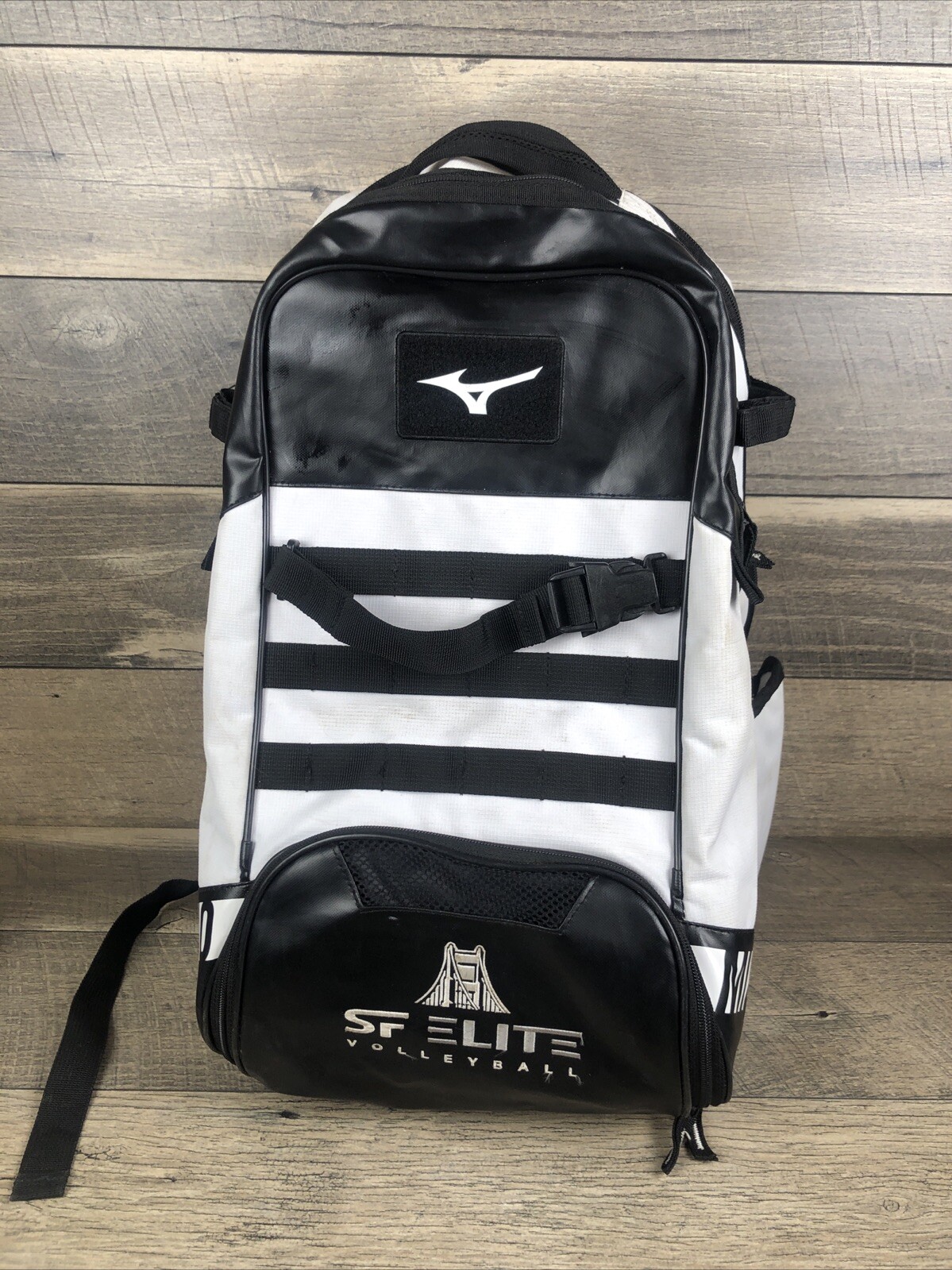 Mizuno MVP Backpack 360318 Baseball Softball Sports Bag, Black White⚠️Whit Logo