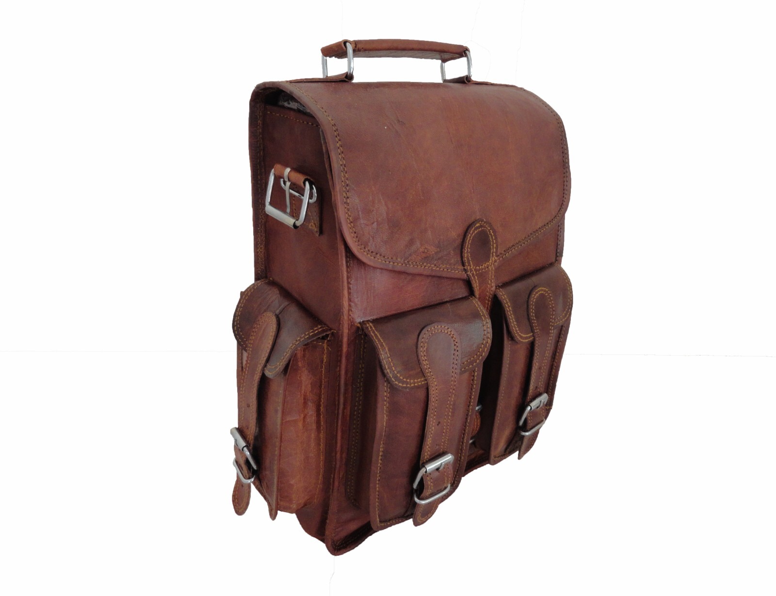 11″ Leather Backpack Convertibe Messenger Bag iPad/Tab Satchel Rucksack Shoulder
