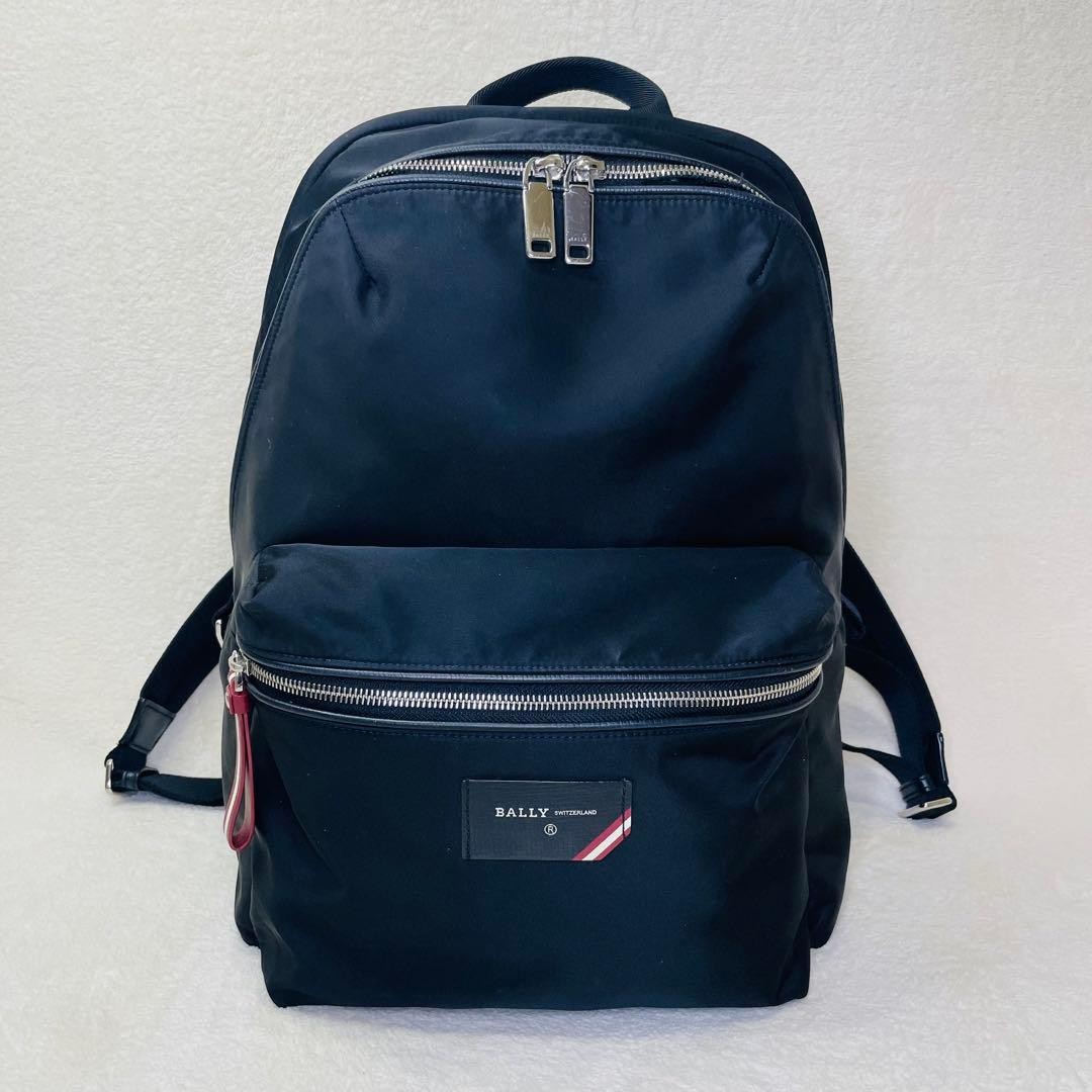 Authentic Bally Backpack Business Nylon Black 42cm Mens Lightweight Casual Rucks