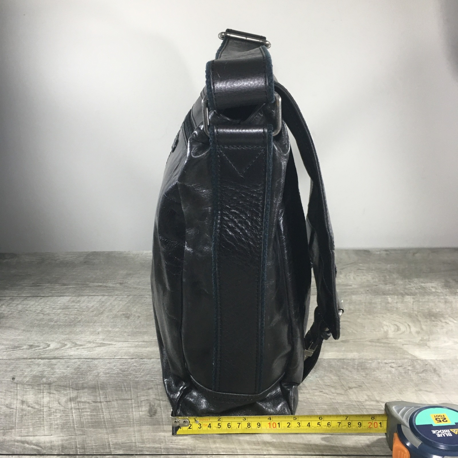 Fossil Transit Messenger Briefcase School Black Distressed Leather Shoulder Bag