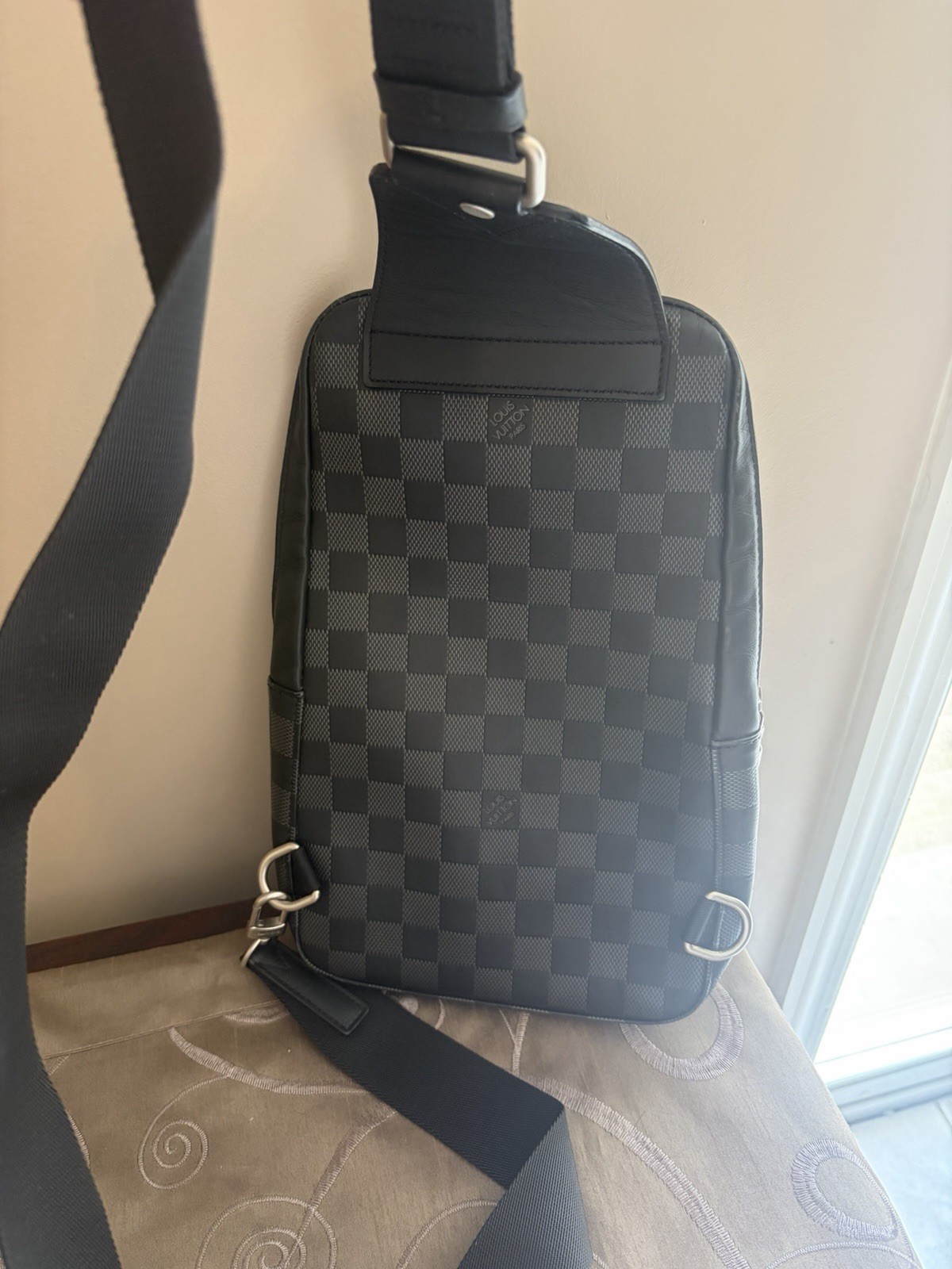 Louis Vuitton Damier Graphite Checkered Crossbody Sling Bag Black Gray Zip