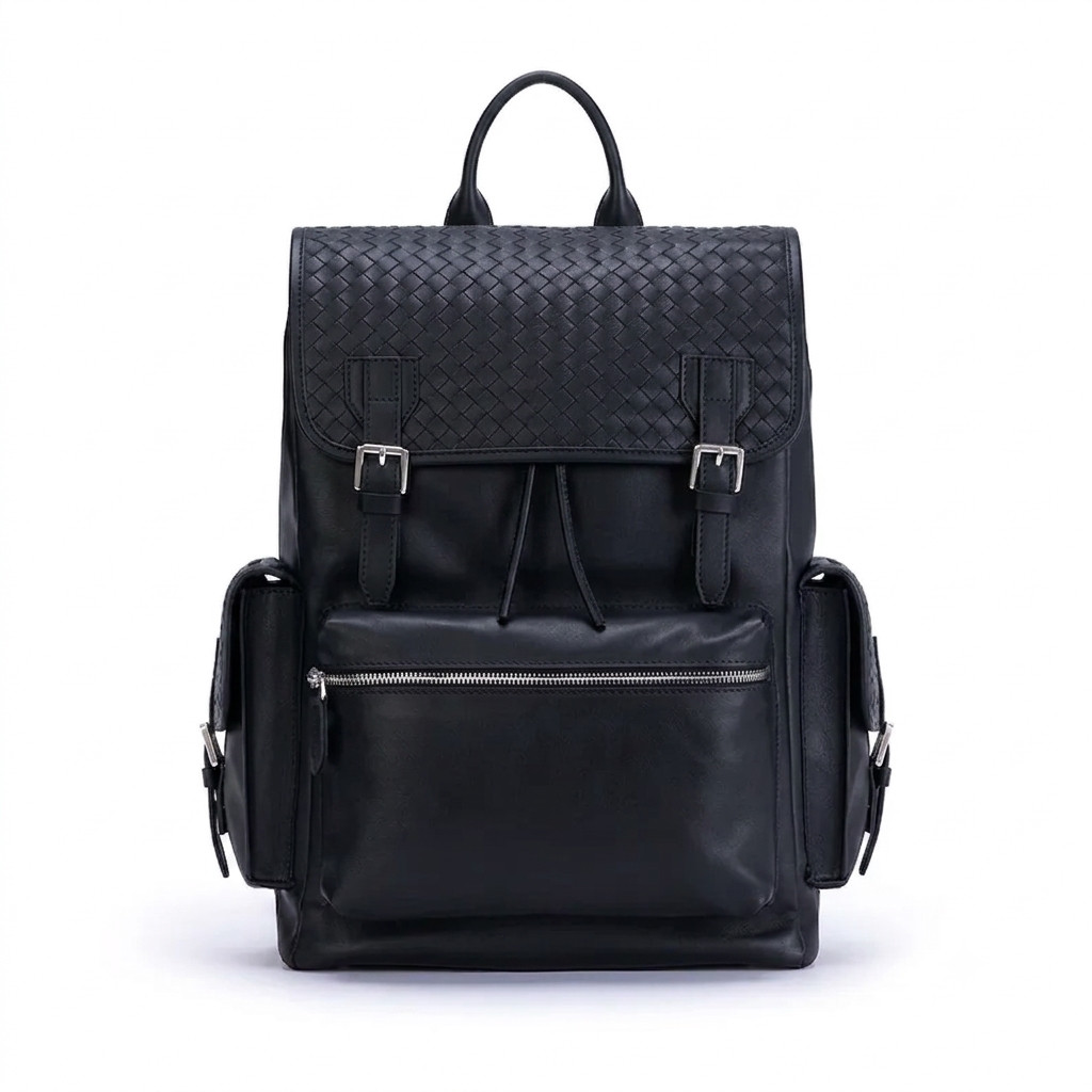 Handmade Woven Leather Backpack Laptop Bag Travel Work Rucksack Men Women