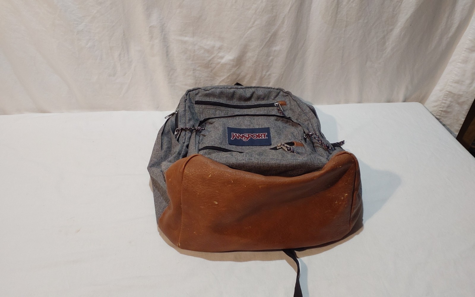 JanSport Cool Student 3 Section School Backpack Gray Brown