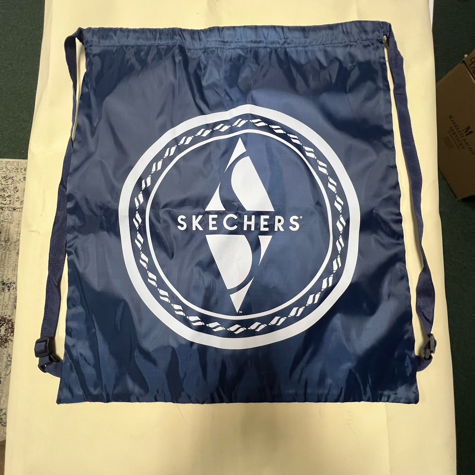 Skechers Nylon Drawstring Bag Backpack Gym Bag Navy Blue