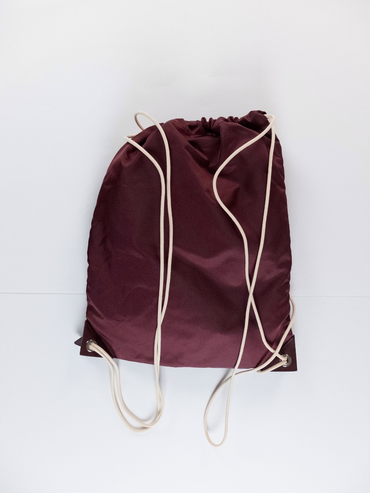 (NO CUSTOMS TAX) PRADA red Tessuto nylon drawstring backpack w leather accents