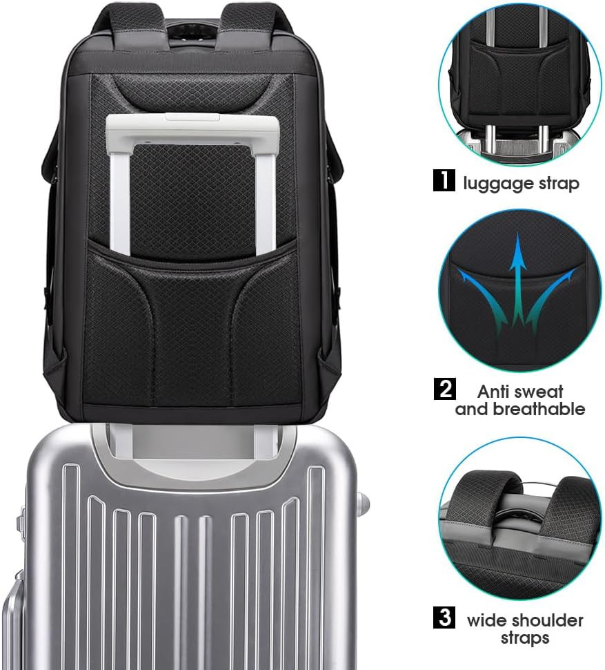 anti Theft Backpack with TSA Lock,Waterproof Backpacks with YKK Zipper, High Tec
