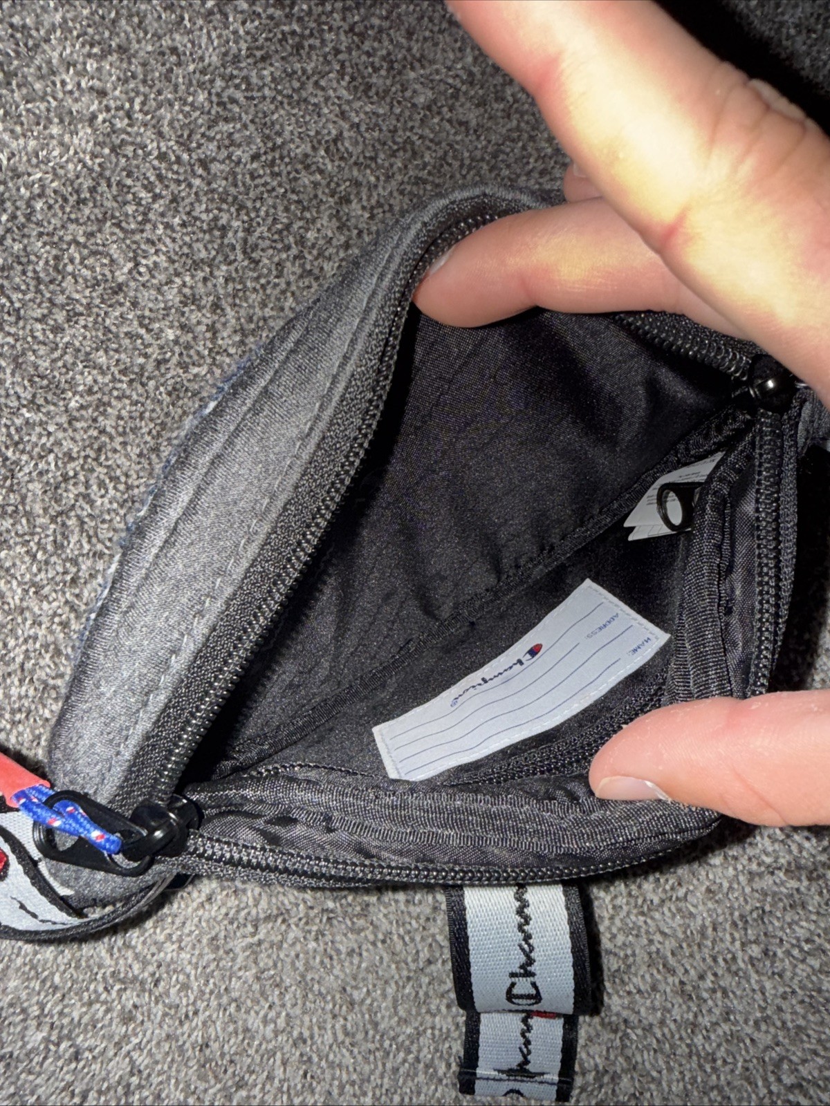 Champion Fanny Prime Waist Pack Bag CH1028-020 Dark Grey Navy Logo