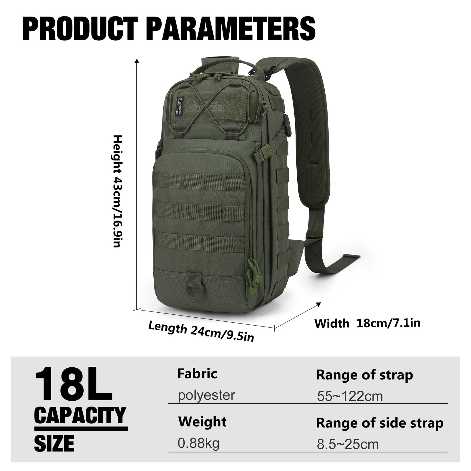 Mardingtop 18L Tactical Molle Daypack – Military Sling Bag for Hiking & Travel