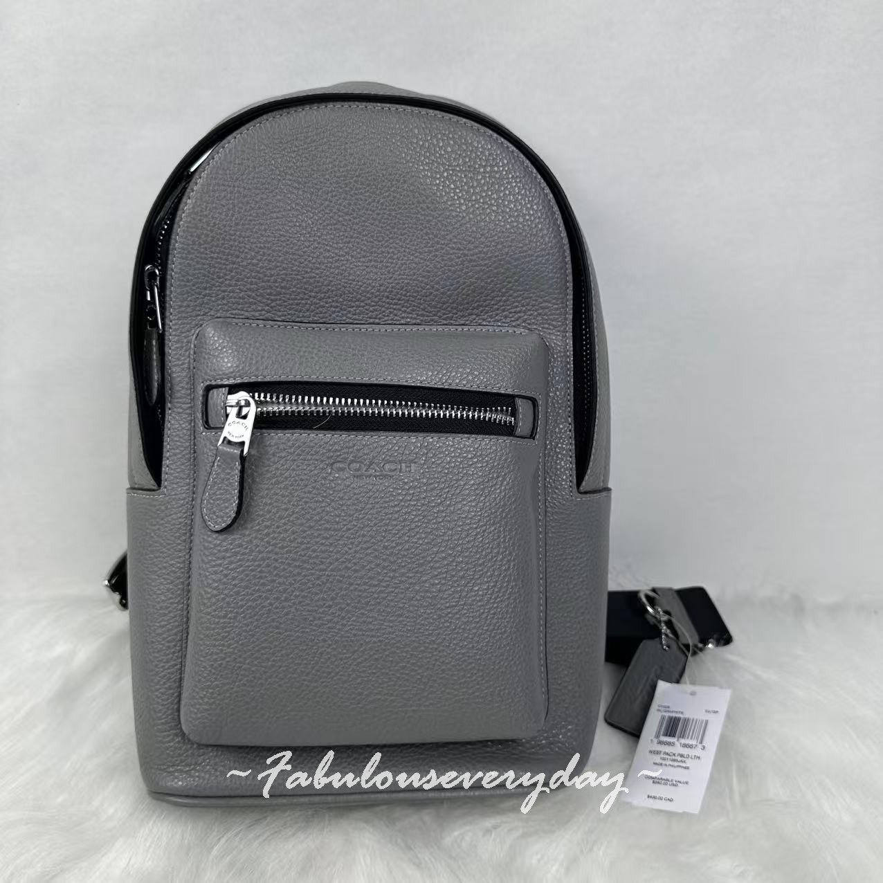 Coach Men’s West Pack In Pebbled Leather/Silver/Graphite CY206 NWT