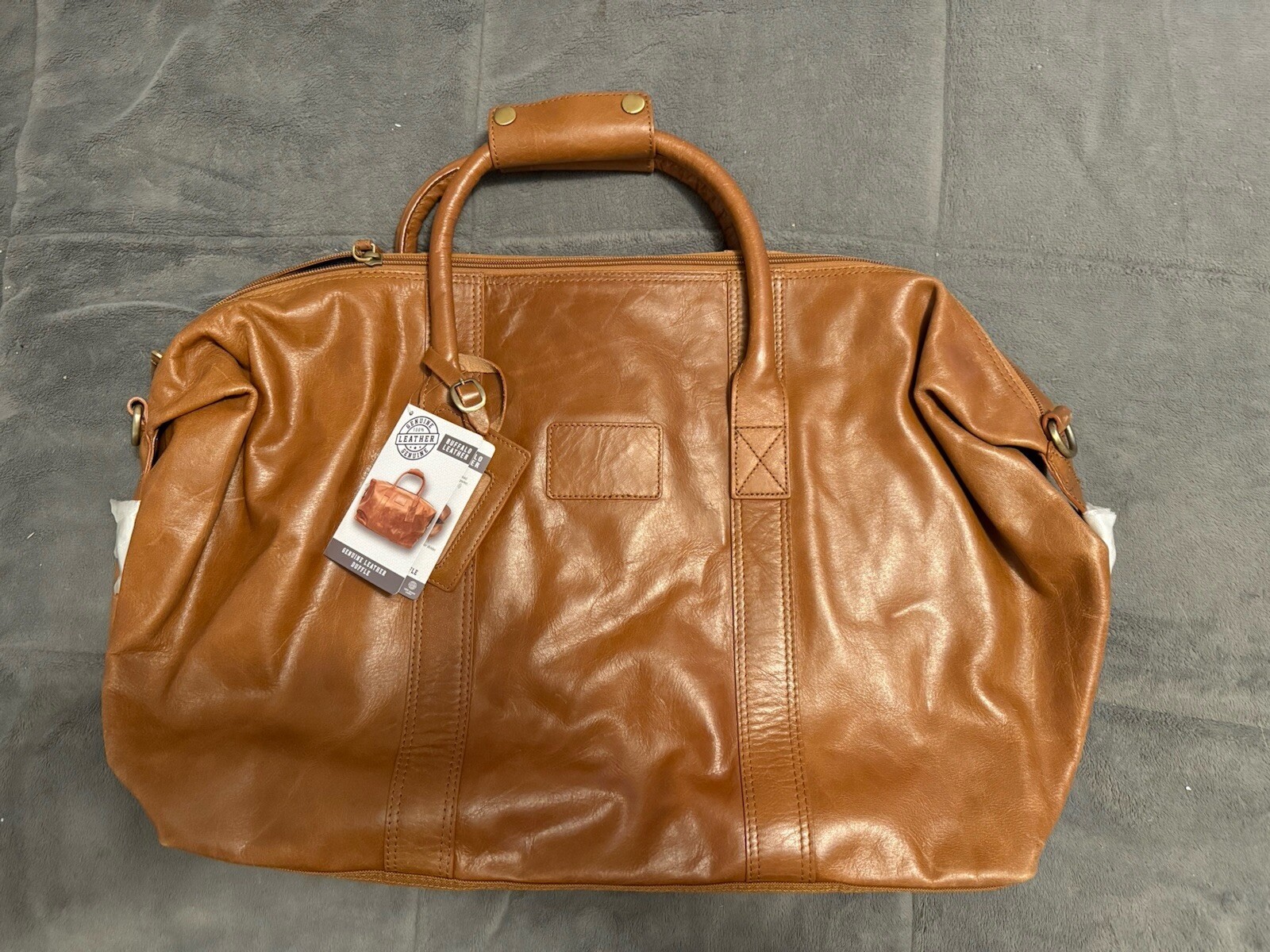 GENUINE BUFFALO Leather Duffle Bag Luggage Travel Weekender NEW TAGS 26x13x10”