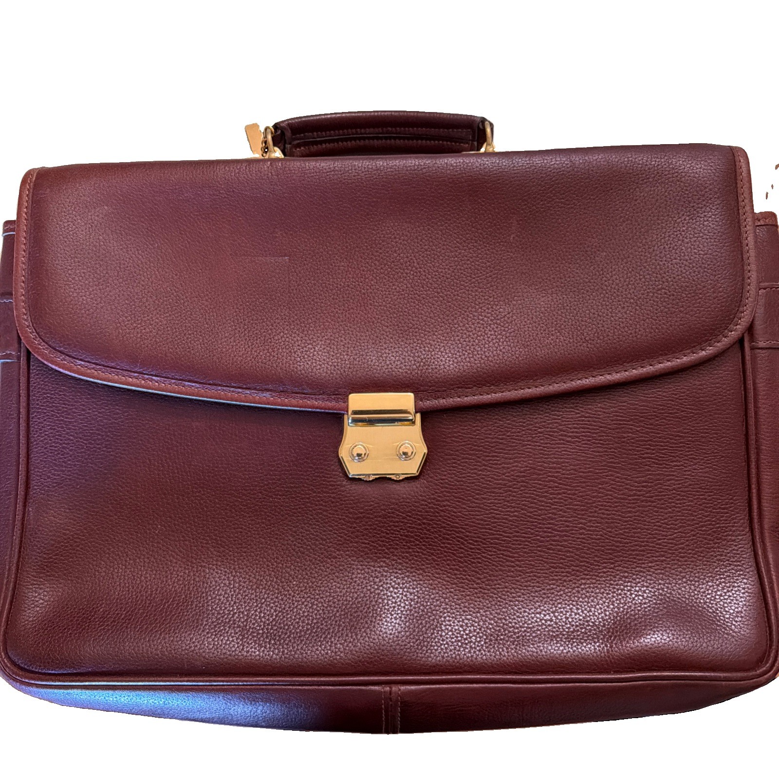 JACK GEORGES Men’s Brown Leather Briefcase 16″x 12″x 5″