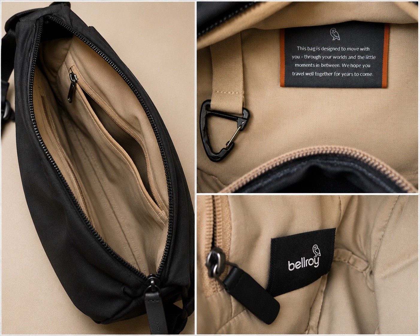Bellroy Classic Sling Black Crossbody Belt Bag EDC Travel Adjustable Strap