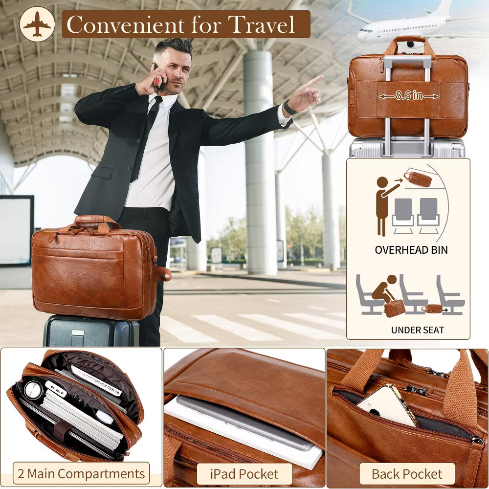 Faux Leather Messenger Bag for Men | 17 Inch Leather Mens Laptop