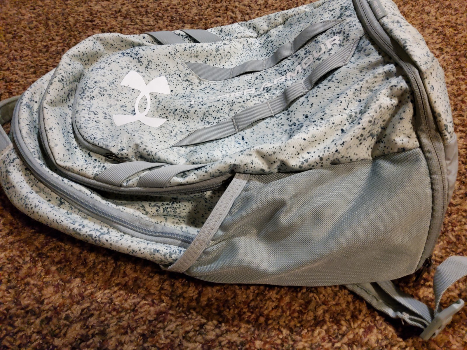 Under Armour Hustle 5.0 Backpack UA Storm White/Light Gray Speckled Laptop Bag