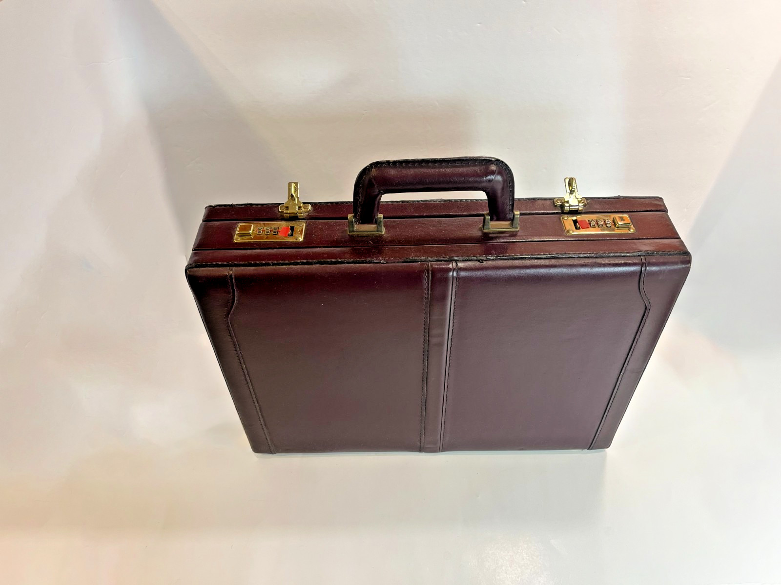 18″ Large Briefcase Men Leather vintage Mulberry Red Brown Suede Beige Interior