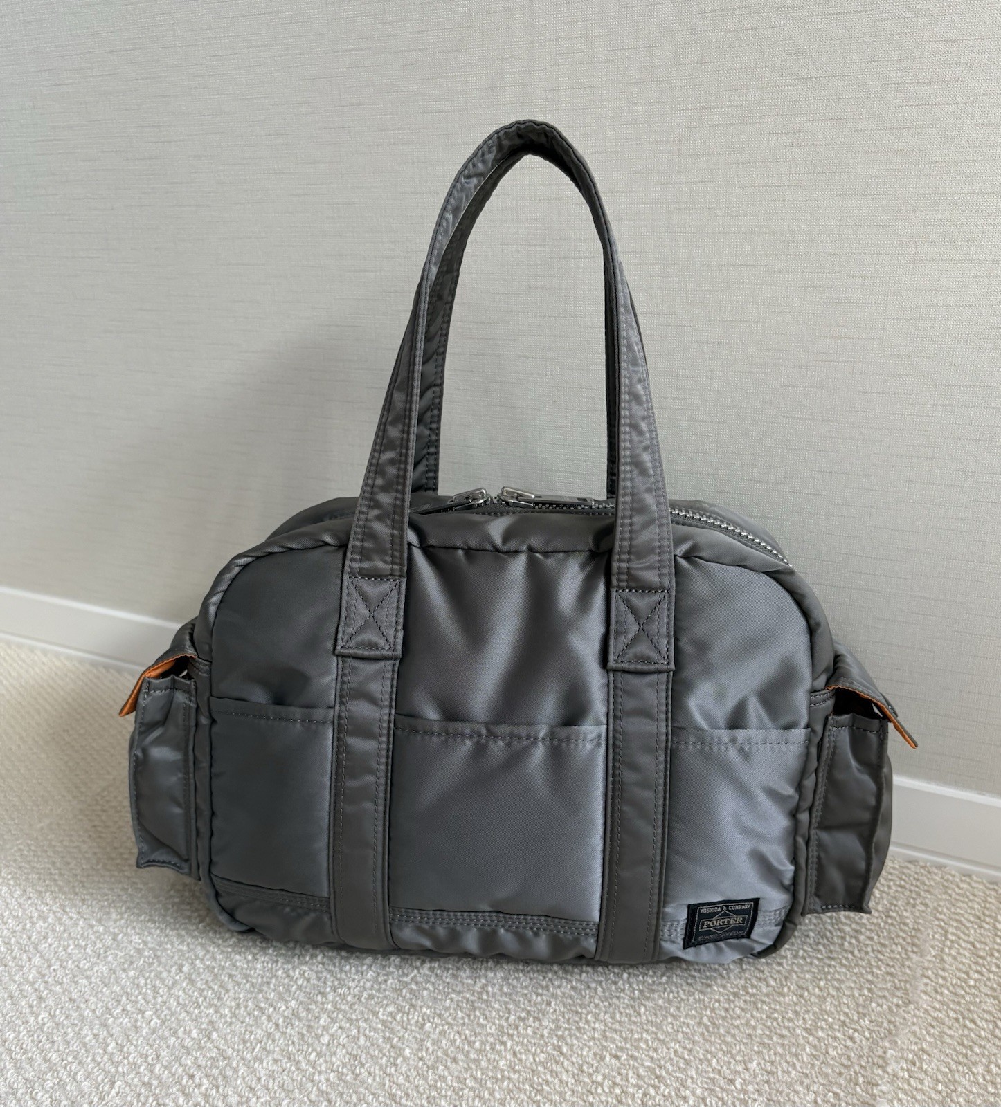 Yoshida PORTER TANKER Boston Bag Silver Gray Unused Japan 30cm×22cm×11cm