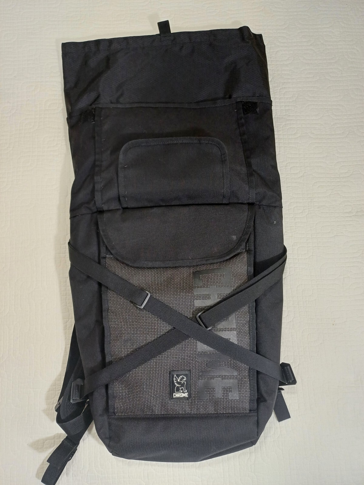 Chrome Industries Bravo Backpack Black Gray Roll Top Waterproof Bike Courier