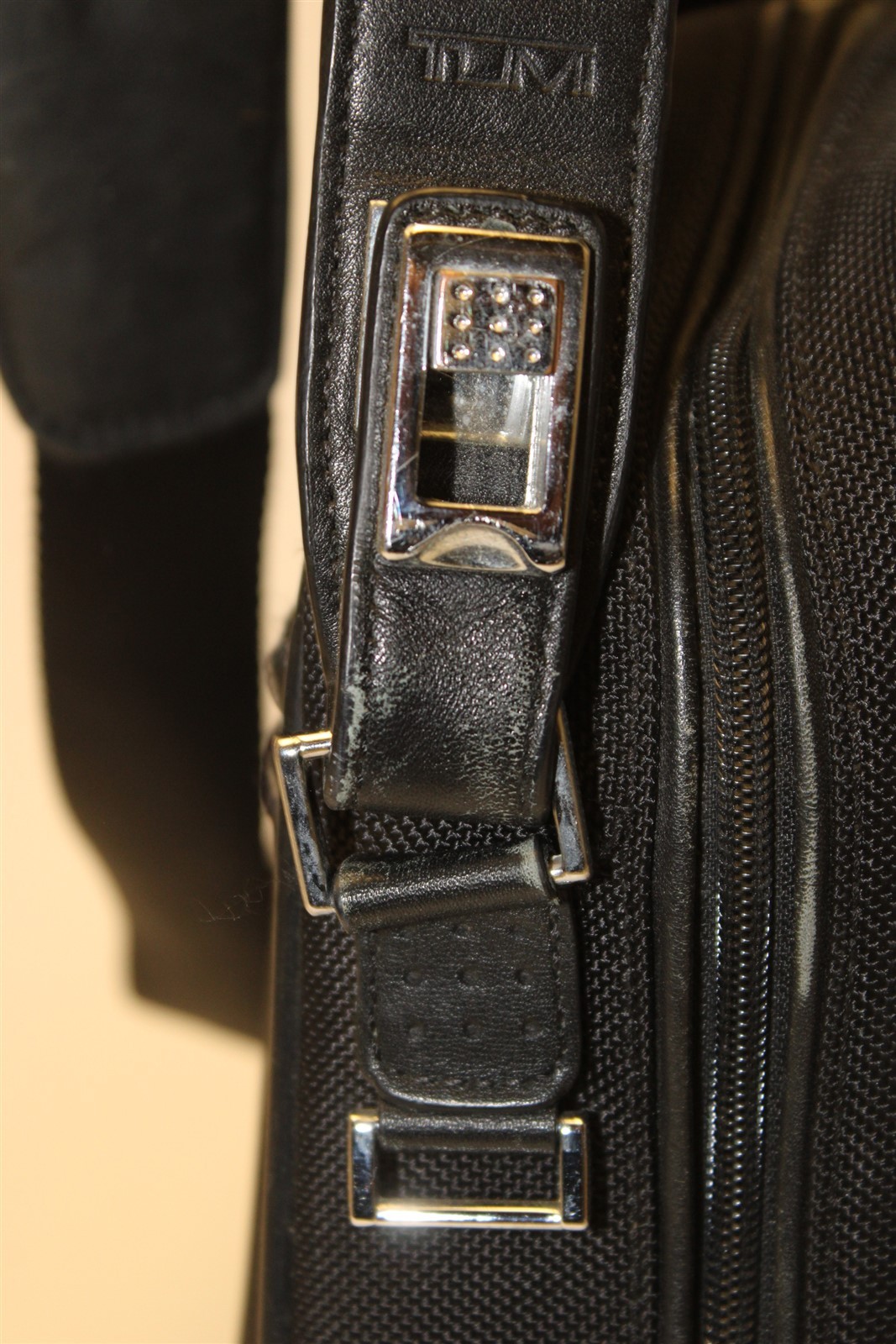 Tumi x Supermicro Alpha Ballistic Black Canvas Leather Travel Messenger Bag