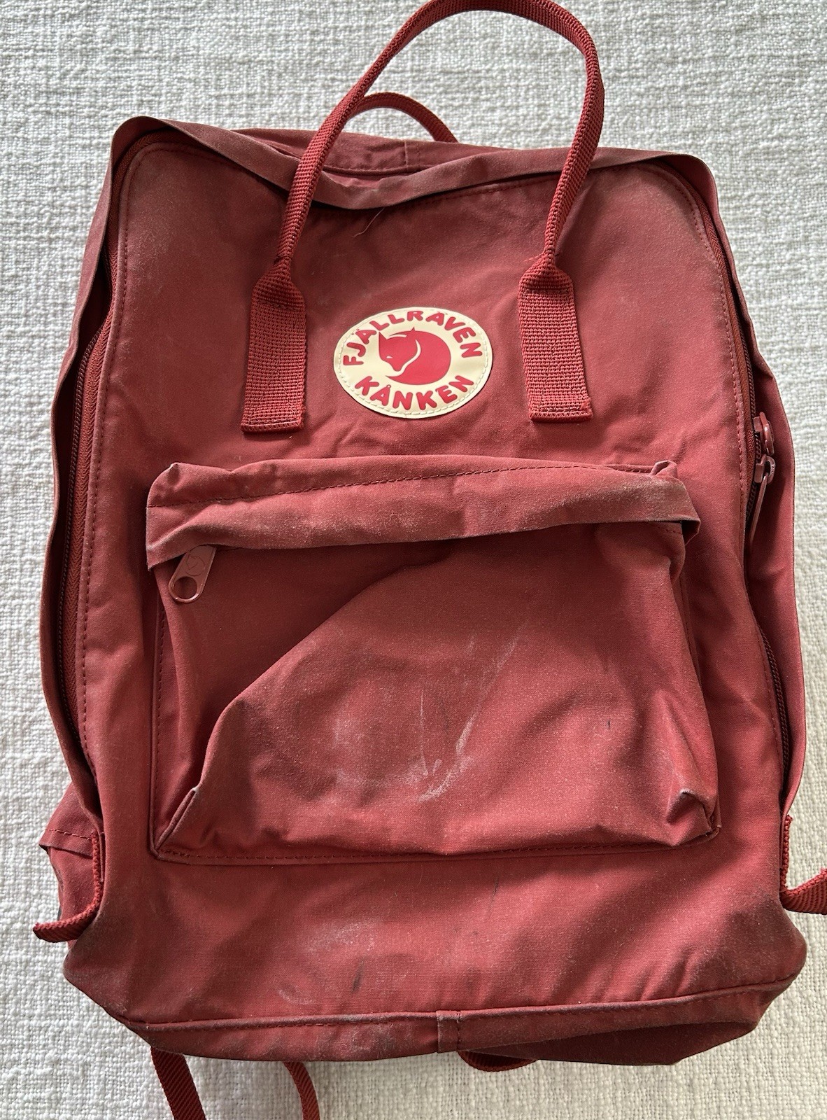 Fjallraven Kanken Backpack Daypack Book Bag 23510 Deep Red Fox Distressed Preppy