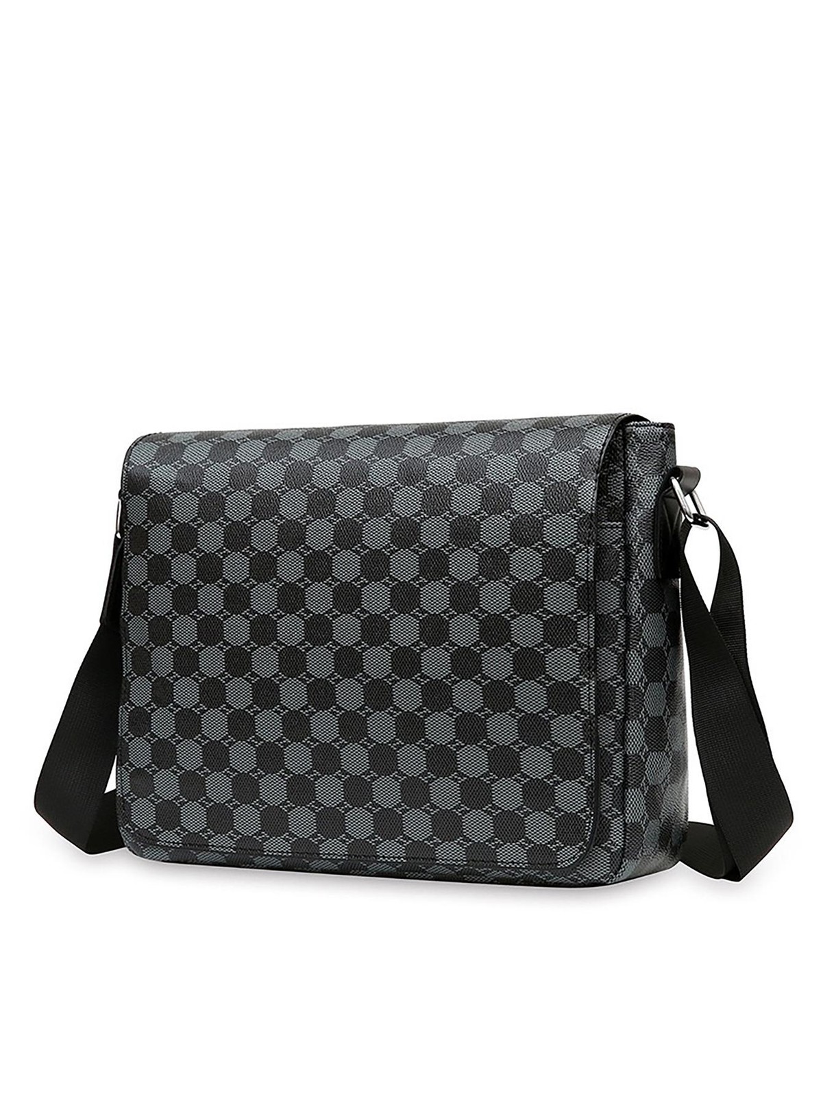 Men’s Shoulder Bag Crossbody Large Capacity Plaid Business Casual Briefcase Bag