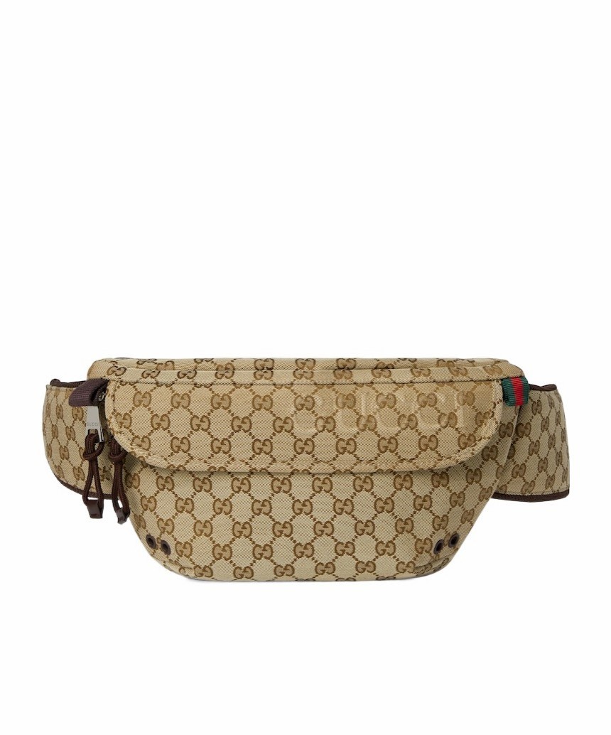 Gucci GG Canvas Small Belt Bag Waist Bag Crossbody Beige Web Stripe Authentic