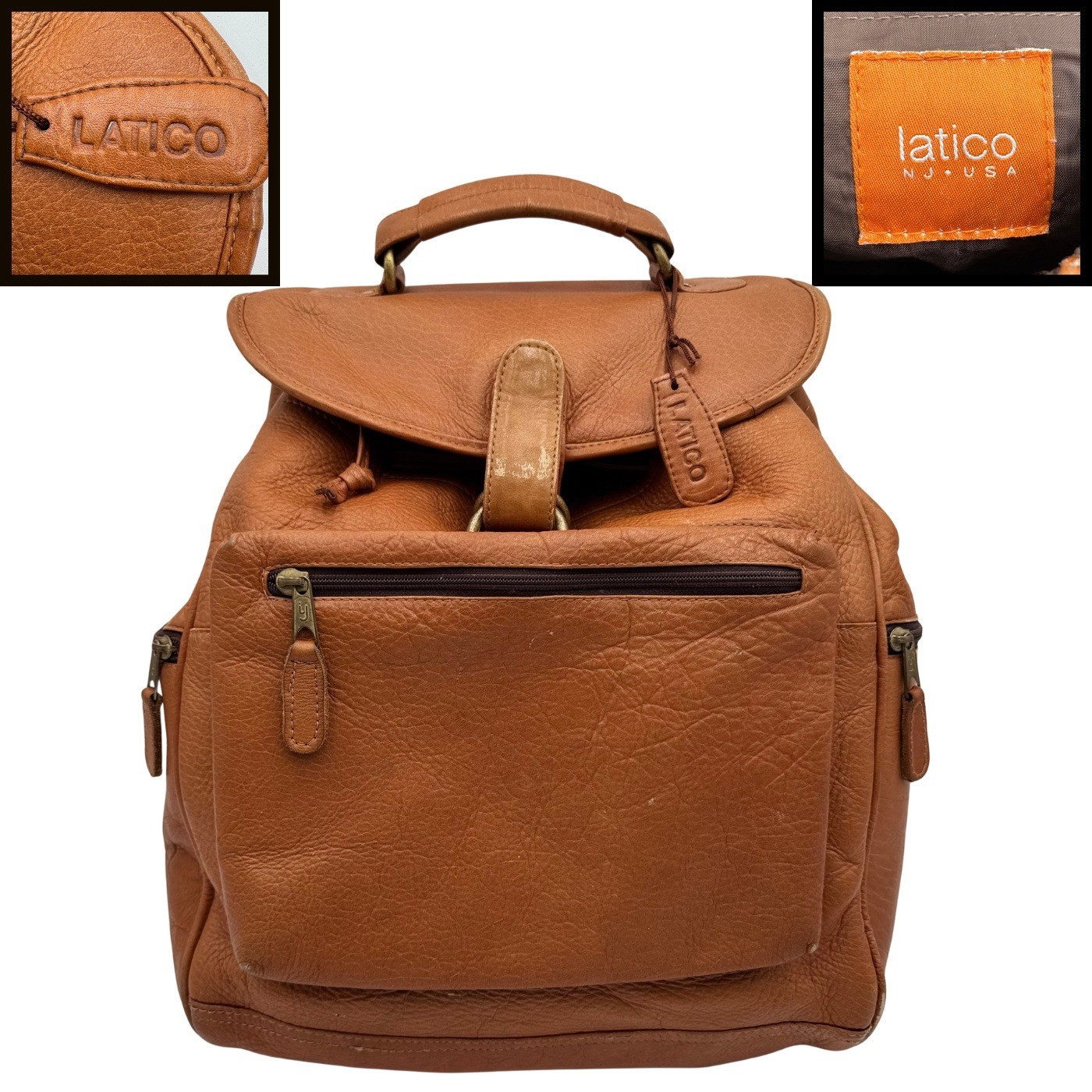 Latico Leather Backpack Cognac Brown Distressed Laptop Travel Bag Boho Artisan