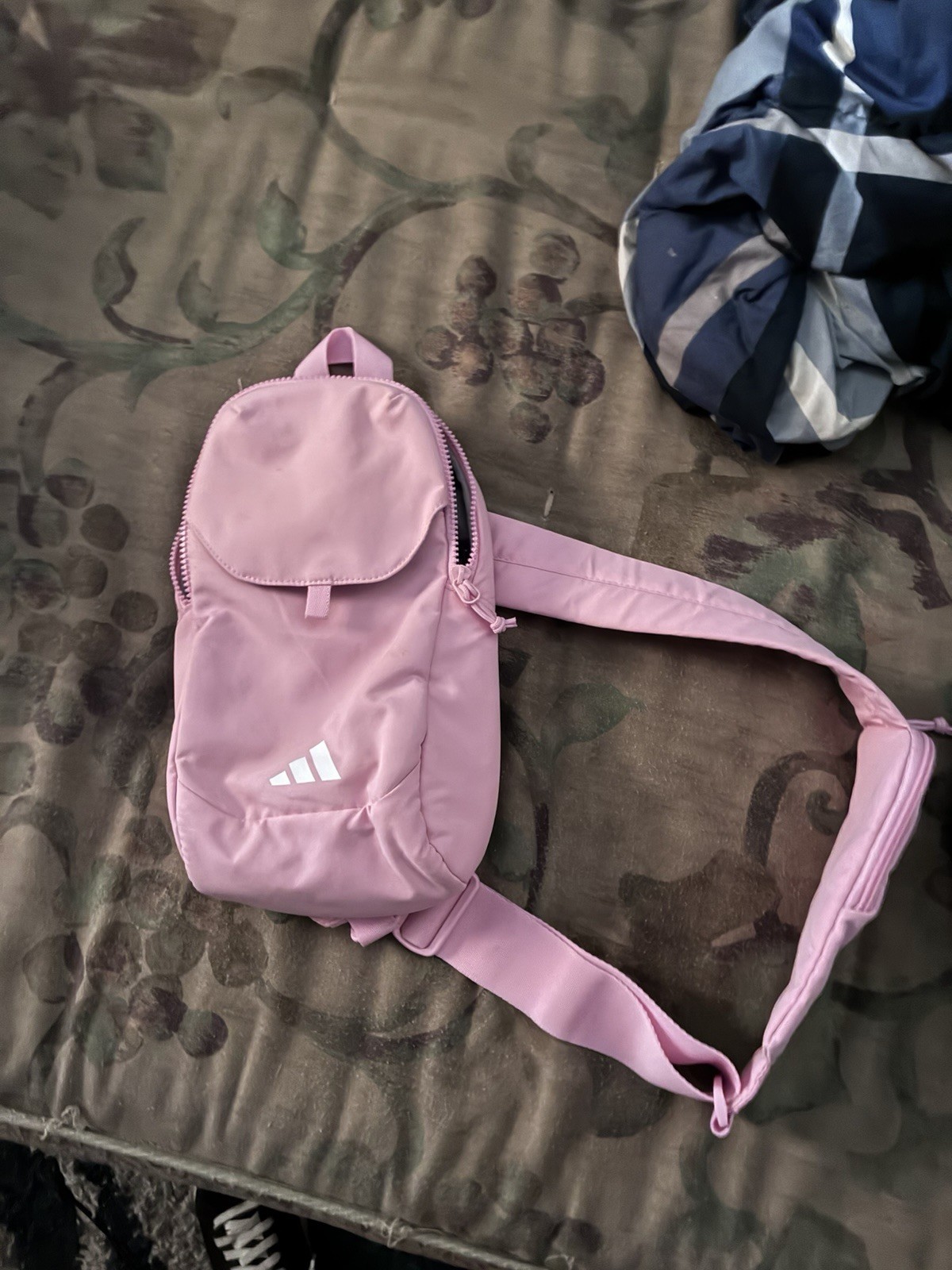 adidas Pink Small Crossbody Sling Bag Zip Closure Adjustable Strap