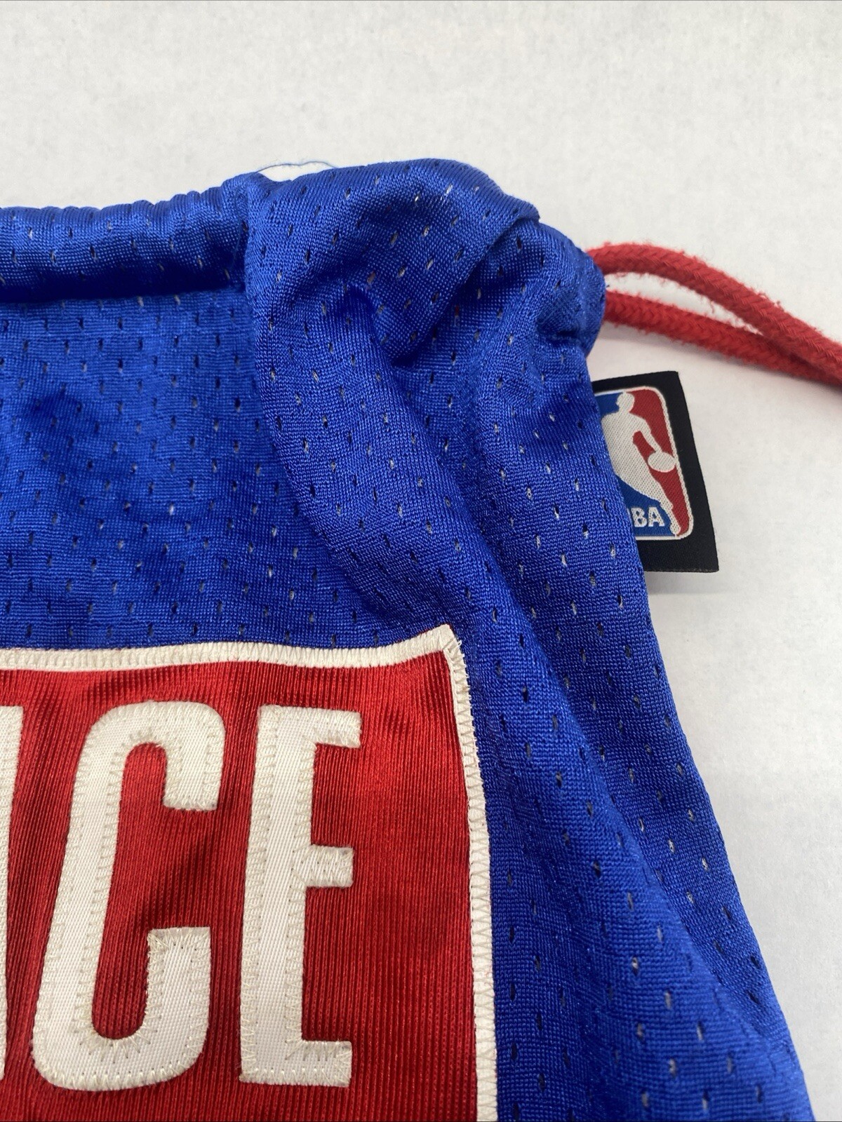 (2) WALLACE Drawstring Cinch Sacks Backpack School Tote Gym Bags Red White Blue